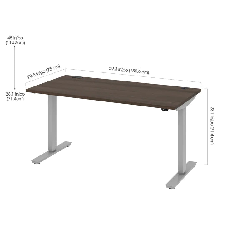 Bestar Upstand 76.2 cm x 152.4 cm (30 in. x 60 in.) Height Adjustable Desk with Dual Monitor Arm