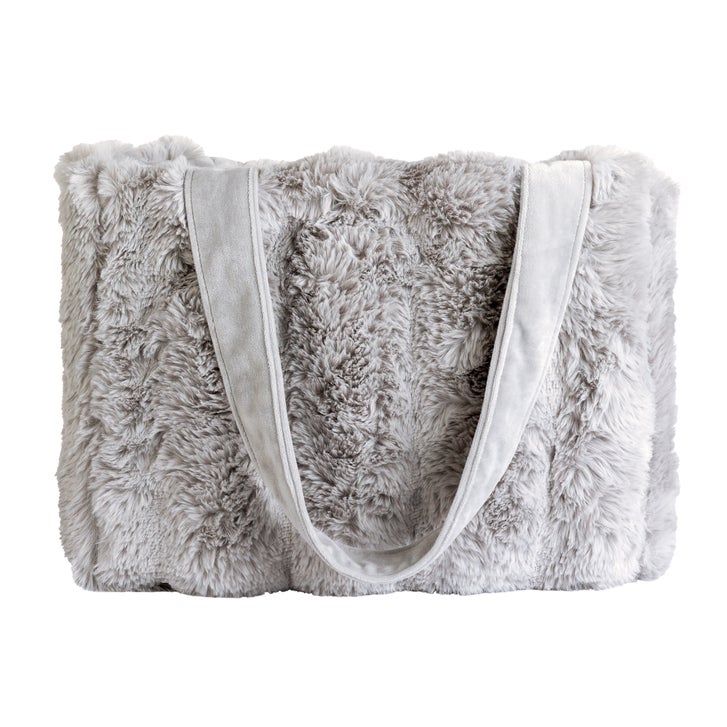 Life Comfort Fur Tote Bag & Travel Blanket Set