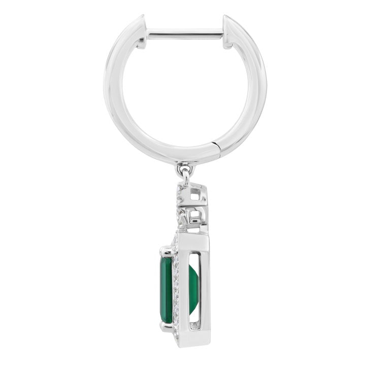 Emerald Cut Lab Created Emerald and Diamond Earrings (0.22 ctw)