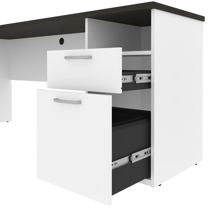 Bestar Upstand 4-piece L-shaped Workstation with Height Adjustable Desk
