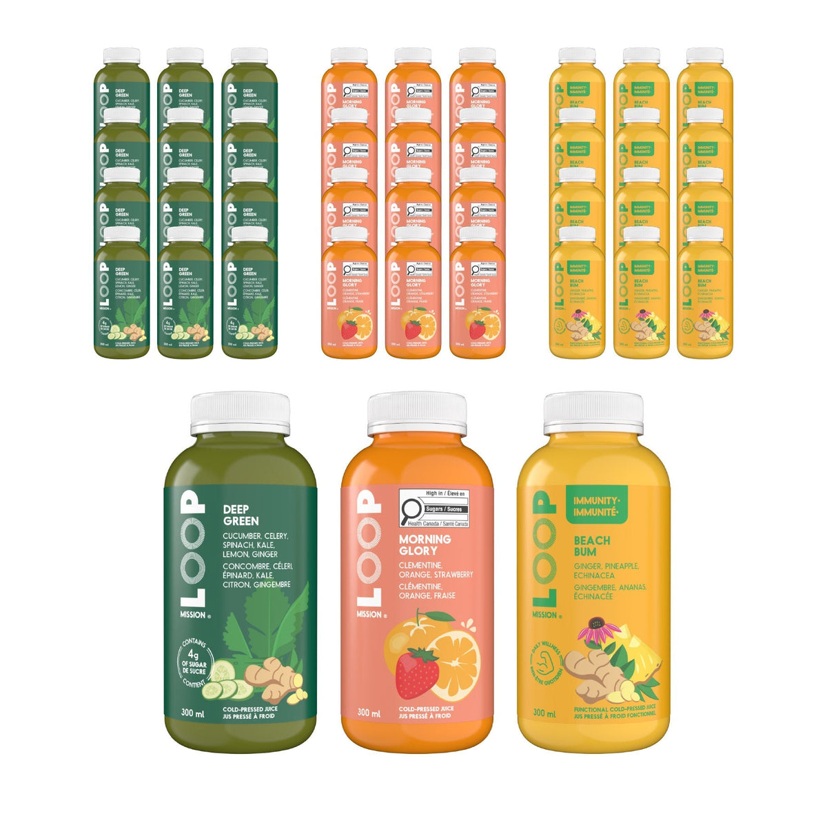 LOOP Assorted Cold Pressed Juice Pack, 36 × 300 mL