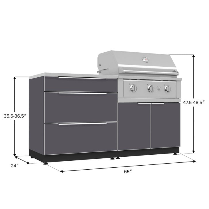 NewAge Products 4-piece Outdoor Kitchen Aluminum Set Slate Grey - Propane Gas