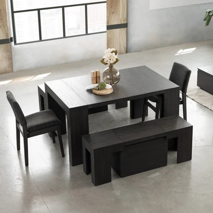 Transformer Table 5-piece Dining Table Includes 2 Benches and 2 Chairs
