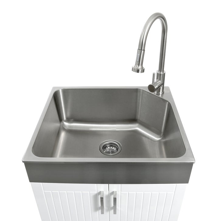 Transform 24.2 in. All-in-one RTA Laundry Cabinet with Stainless Steel Sink and Faucet