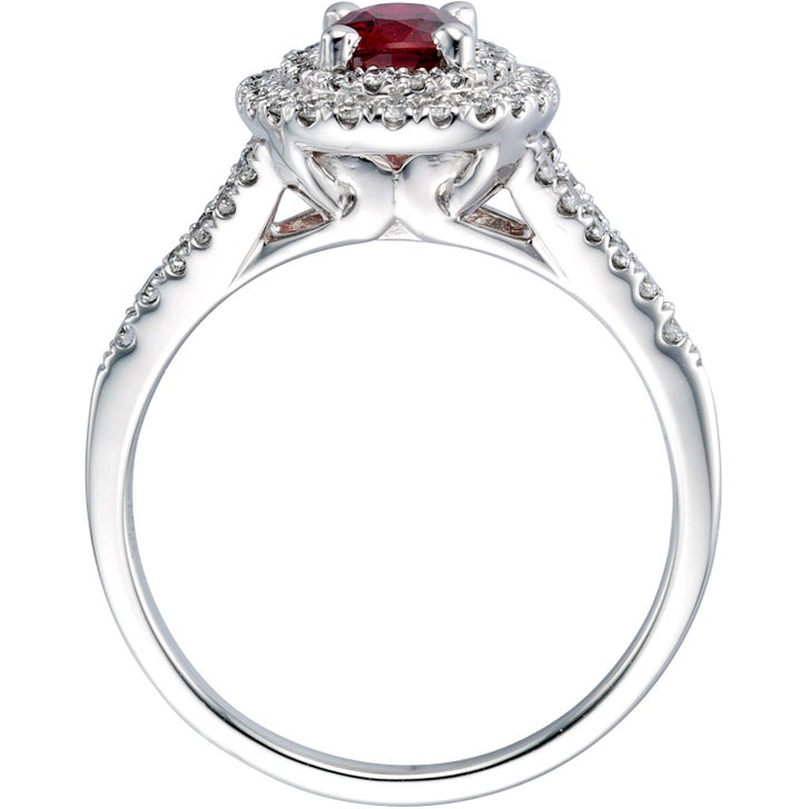 Oval Cut Ruby and Diamond Ring (0.36 ctw)