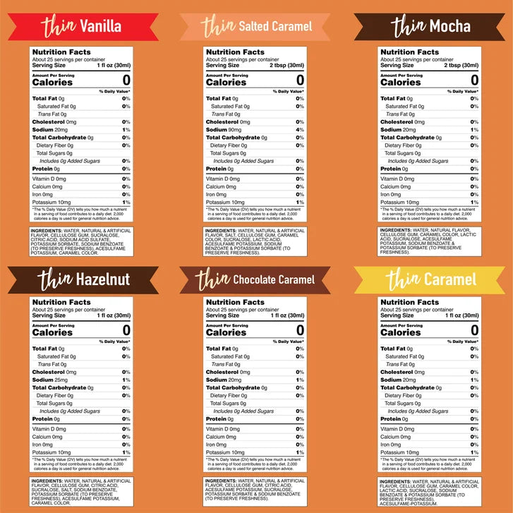 Matteo's Sugar-Free Coffee Syrup Variety Pack, 6 × 750 mL + 1 pump