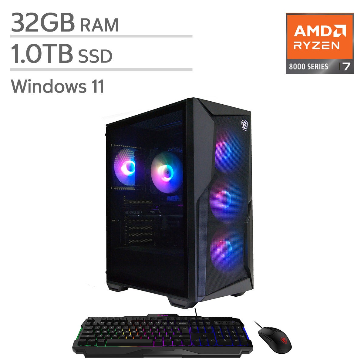MSI Codex Z2 Gaming Desktop, AMD Ryzen 7 8700F - 32GB RAM, 1TB SSD, 8GB NVIDIA GeForce RTX 5060 Ti