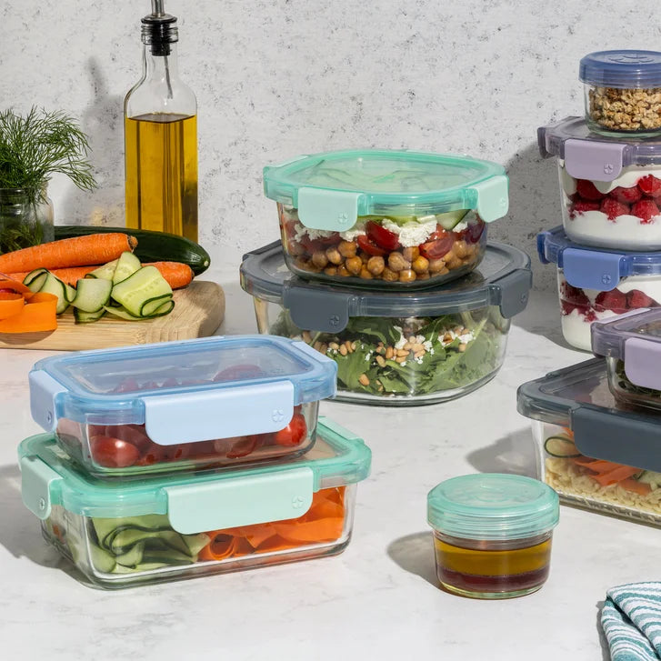 Ello Colour Lock Mixed Glass Food Storage Set, 20-piece