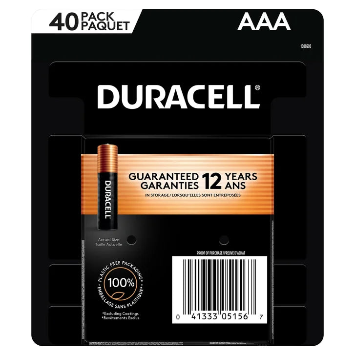 Duracell CopperTop AAA Batteries with Power Boost Ingredients, 40 count