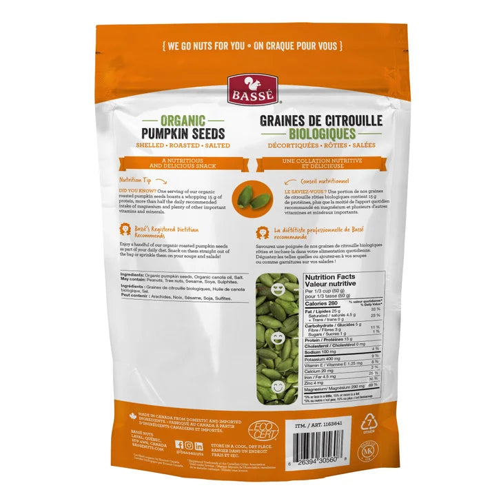 Bassé Organic Pumpkin Seeds, 1.2 kg