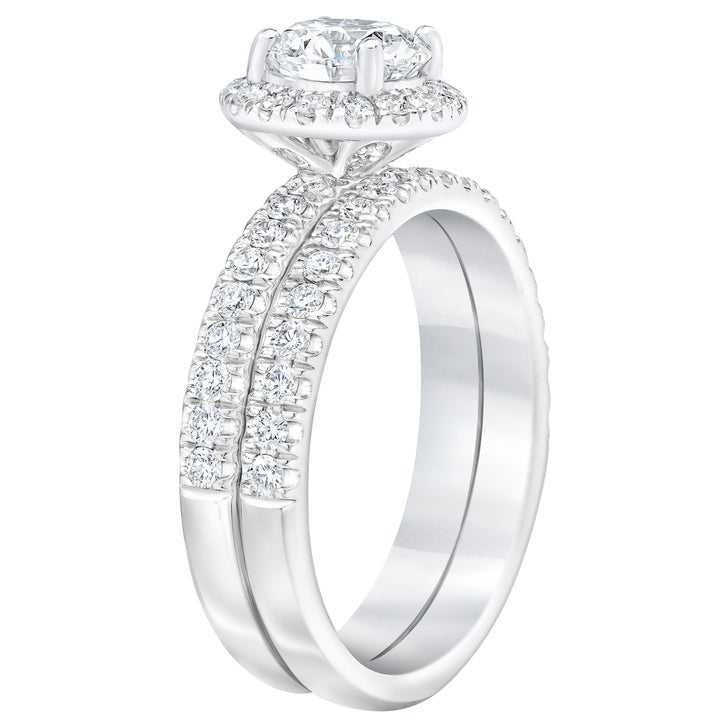 1.90 ctw Round Brilliant Cut, Clarity VS1, Colour E, Diamond Wedding Set