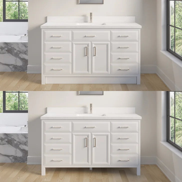 Studio Bathe Calais III Vanity in White Finish with Engineered Stone Countertop