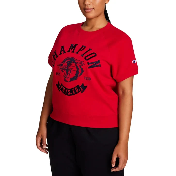 Champion Women's Short Sleeve Logo Fleece Sweater