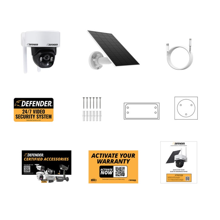 Defender 4G LTE AI POWERED Frontier 2K PTZ Wireless Security Camera with 5W Solar Panel