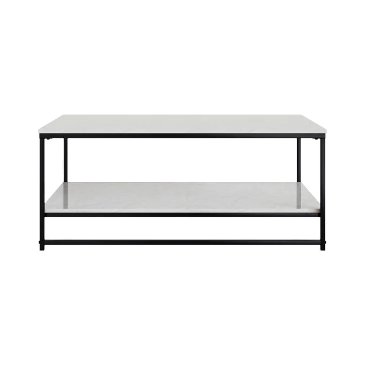 Appollo Brigitte 2-tiered Metal Coffee Table with Marble Top