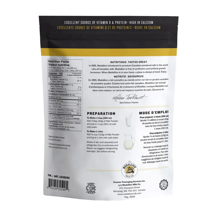 Medallion Milk Whole Milk Powder, 4 x 1 kg