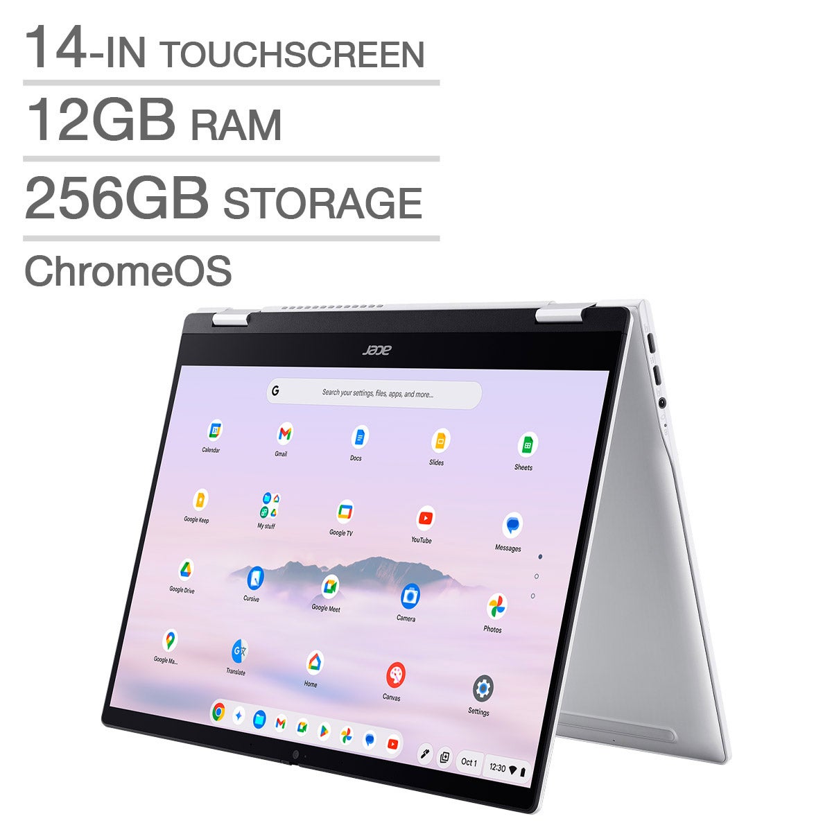Acer Spin 514 14-in. Touchscreen Chromebook Plus, MediaTek Kompanio Ultra 910– 12GB RAM, 256GB Storage
