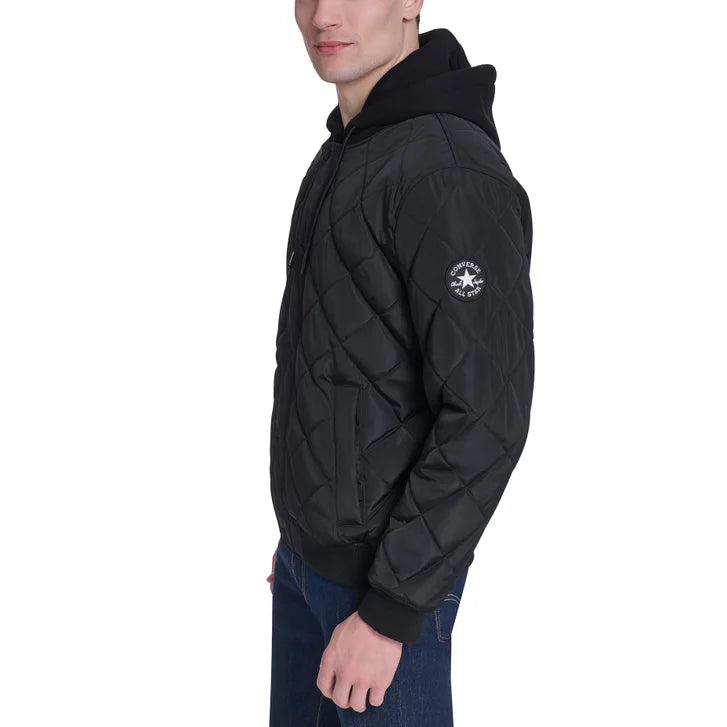 Converse Men's Hooded Quilted Bomber Jacket
