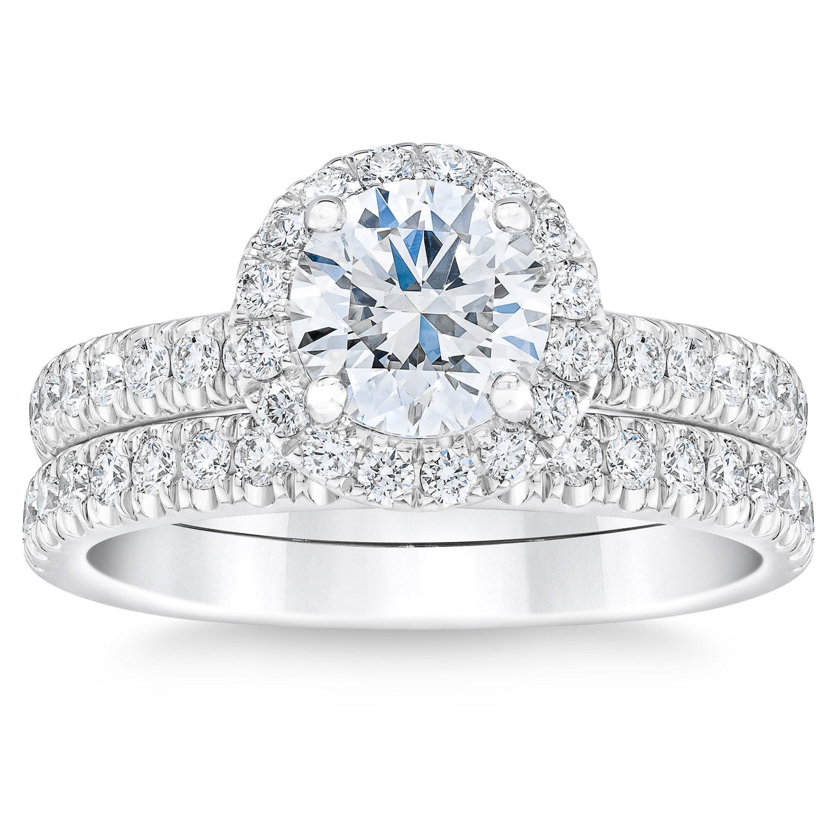 1.90 ctw Round Brilliant Cut, Clarity VS1, Colour E, Diamond Wedding Set