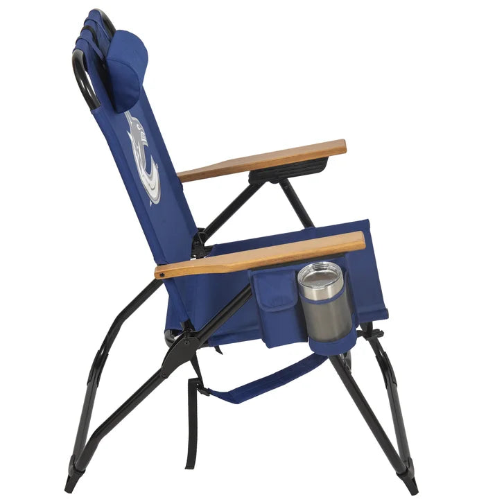 NHL 4-Position Folding Chair With Wood Arms