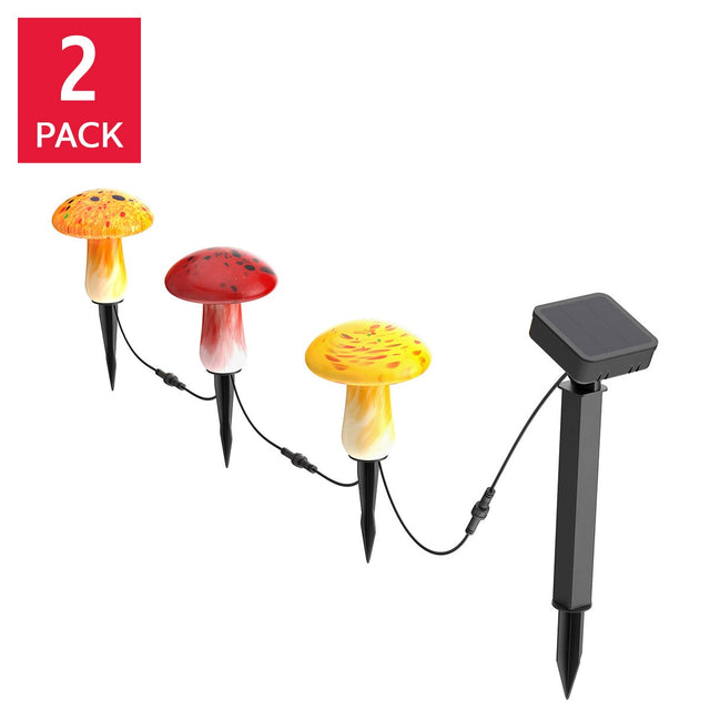Infinity X1 Glass Solar Mushroom Landscape Lights, 2-pack T2