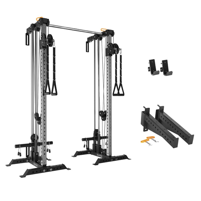 Bells of Steel Cable Tower Squat Stands with J-Cups and Spotter Arms M7