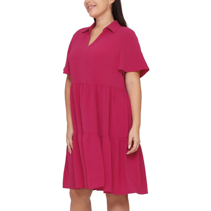 Tahari Women's Short-Sleeve Tiered Dress