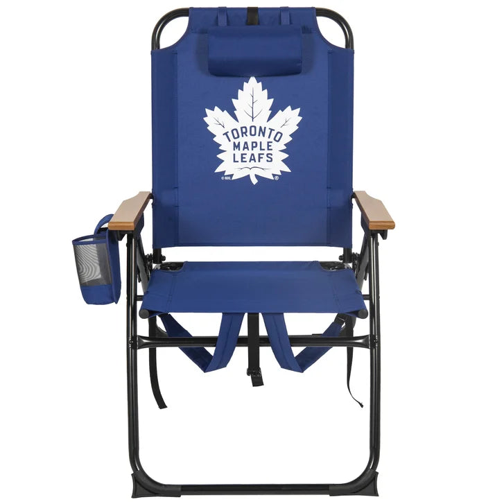 NHL 4-Position Folding Chair With Wood Arms