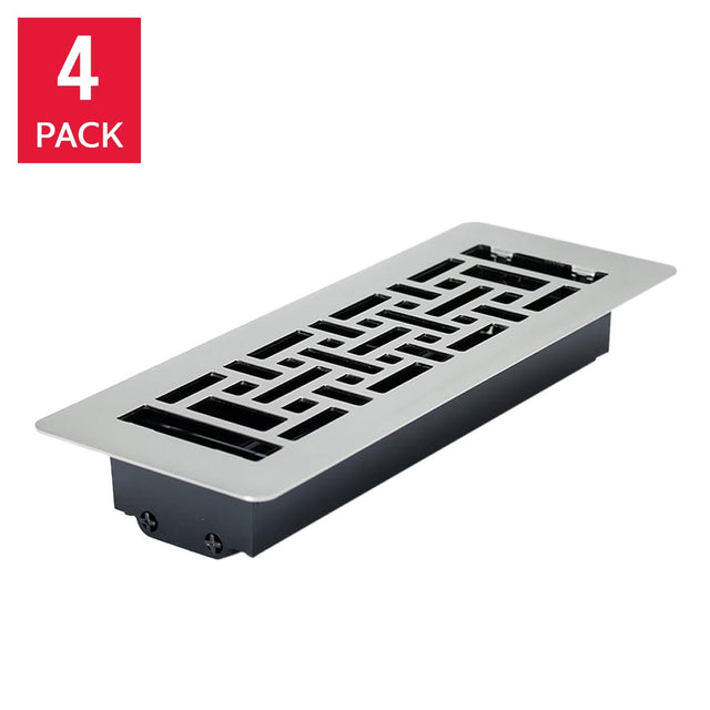 Manor House Brushed Nickel Low Profile Floor Registers, 4-pack P9