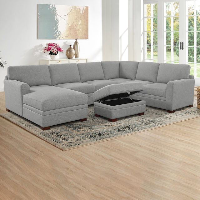 Thomasville Langdon 4-piece Fabric Sectional with Storage Ottoman T6
