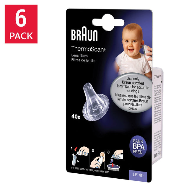 Braun ThermoScan Ear Thermometer Lens Filters, 6 x 40 Filters M7
