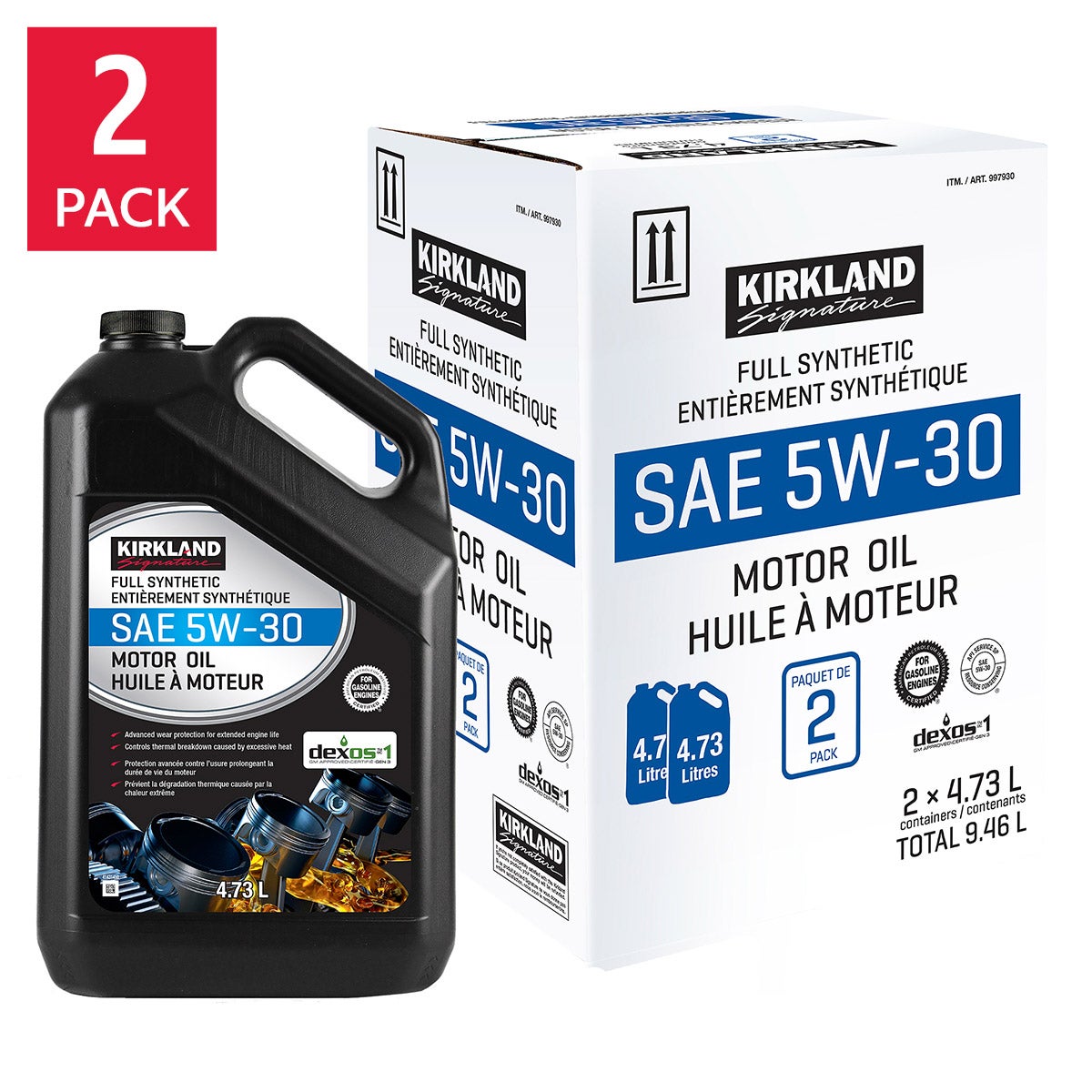 Kirkland Signature 5W30 Full Synthetic Motor Oil, 2-pack