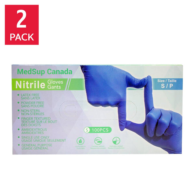 Medsup Nitrile Gloves, 2-pack, 100 count, Small - Extra Large N9