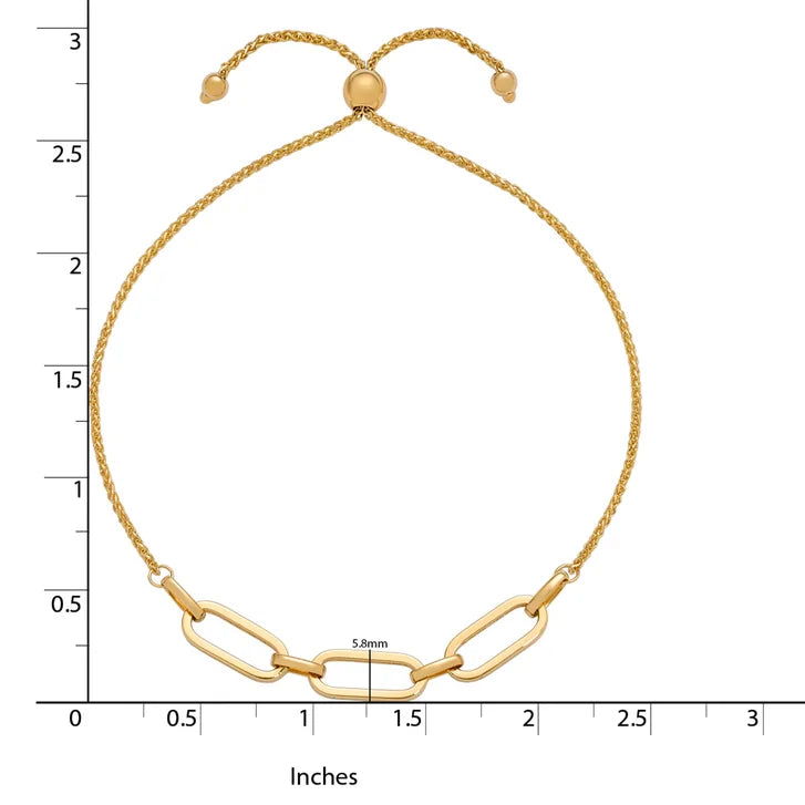 High Polish Bolo Paperclip Bracelet in Yellow Gold