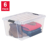 IRIS 45QT Clear Storage Bin with Buckles, 6-pack
