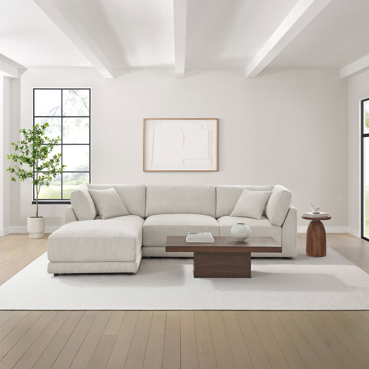 Aiden & Ivy Dayna 4-piece Modular Fabric Sofa with Ottoman