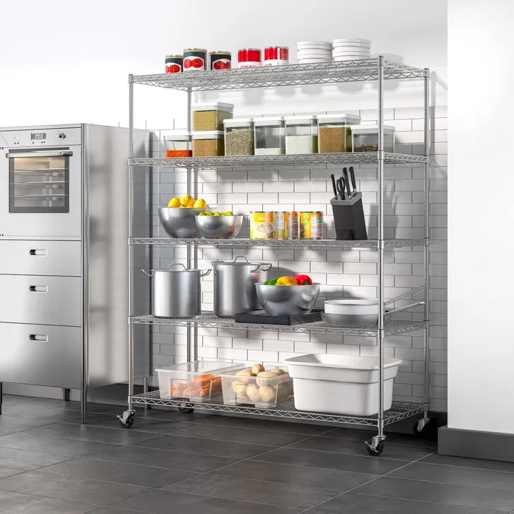 Vancouver 5 Tier NSF Steel Wire Shelving Rack with wheels