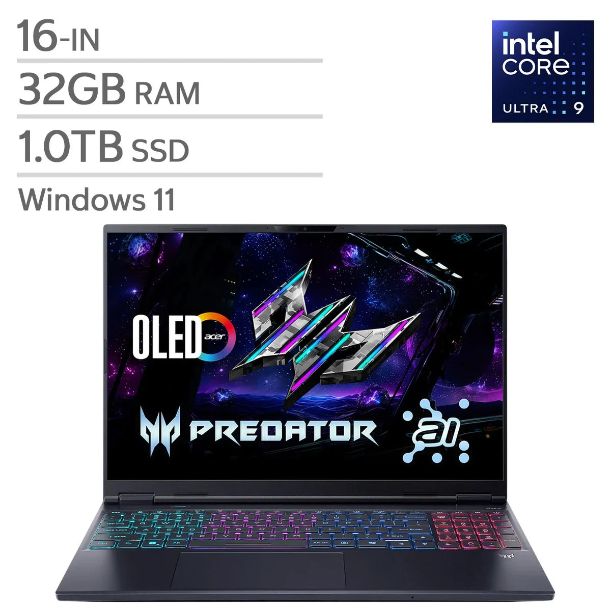 Acer Predator Helios Neo 16S Gaming Laptop, 16.0 – in, Intel Core Ultra 9 275HX, 32GB RAM, 1TB SSD, NVIDIA GeForce RTX 5070Ti