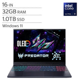 Acer Predator Helios Neo 16S Gaming Laptop, 16.0 – in, Intel Core Ultra 9 275HX, 32GB RAM, 1TB SSD, NVIDIA GeForce RTX 5070Ti