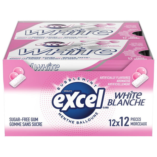 Excel White Sugar-free Bubblemint Gum, 12 × 12 pieces C9