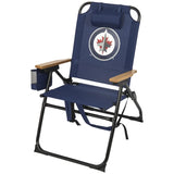 NHL 4-Position Folding Chair With Wood Arms
