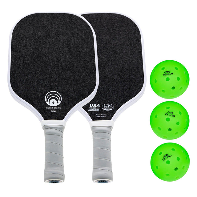 Owl - Silent Storm Pickleball Paddle Kit, 2 paddles w/ 3 balls A4