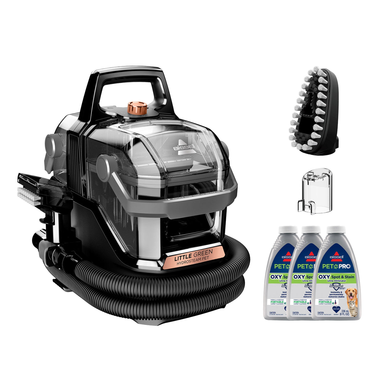 Bissell Little Green HydroSteam Pet Bundle with Hydro Rinse Tool and 2 Extra Bottles of Oxy Formula