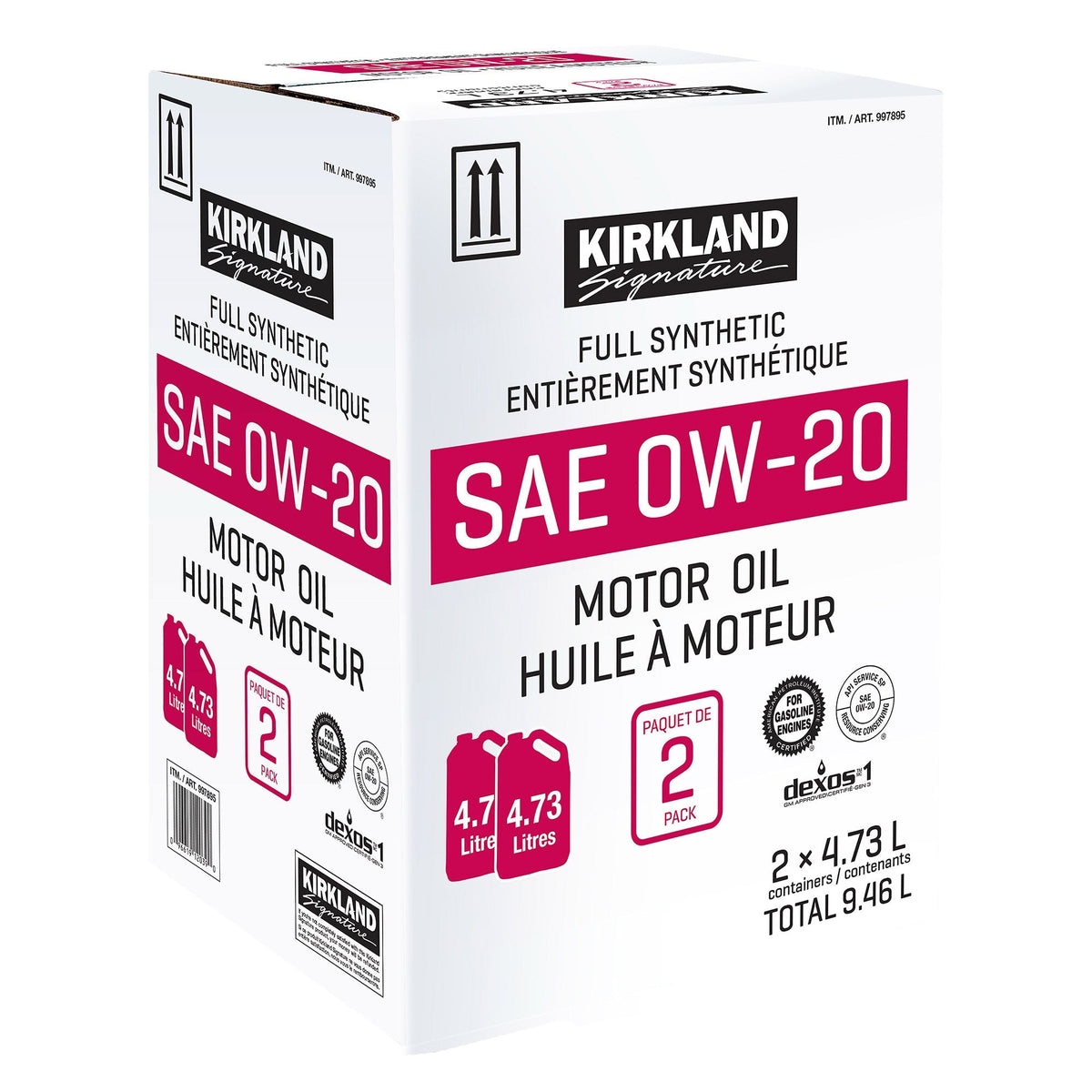 Kirkland Signature 0W20 Full Synthetic Motor Oil, 2-pack