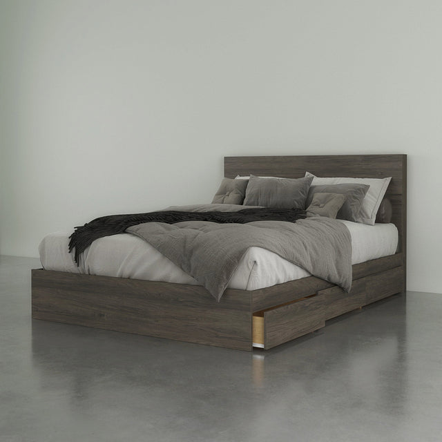 Nexera Modern Queen Storage Bed, Bark Grey C5