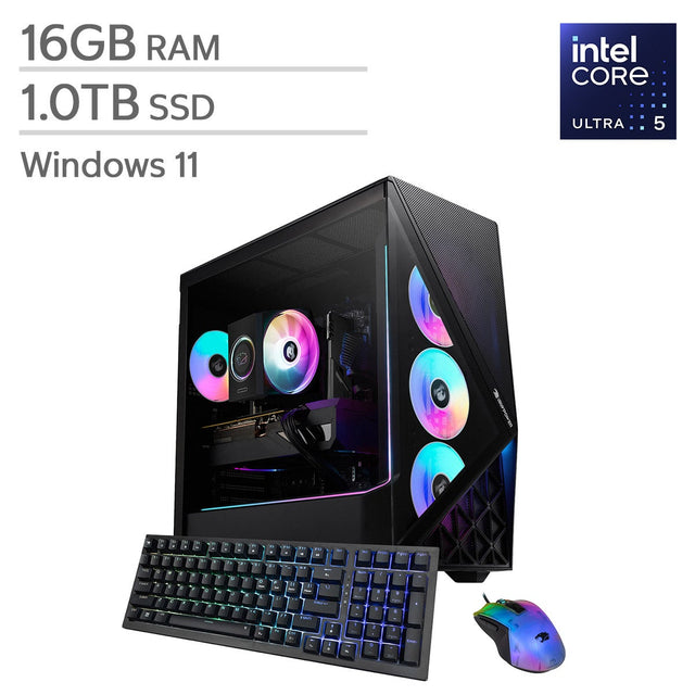iBUYPOWER Gaming Desktop, Intel Core Ultra 5 225F - 16GB RAM, 1TB SSD, Intel Arc B570 T4