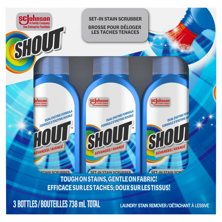 Shout Advanced Stain Remover Gel Brush, 3 × 246 mL