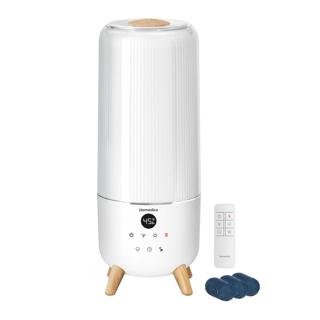 Homedics 360° Deluxe Warm & Cool Mist Top Fill Ultrasonic Humidifier with 3-pack of Essential Oil Pads W1