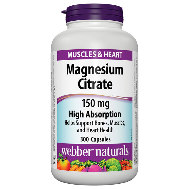 webber naturals Magnesium Citrate 150 mg - 300 Capsules X4