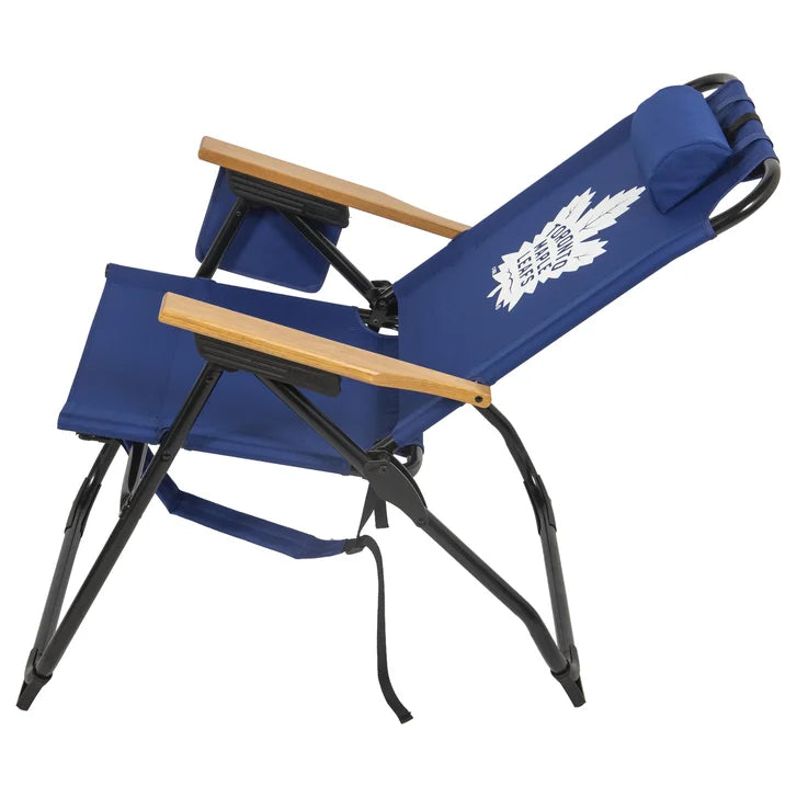 NHL 4-Position Folding Chair With Wood Arms